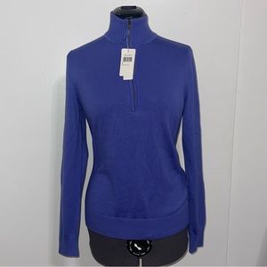 Foxcroft French Blue Zip Neck Sweater Size Medium